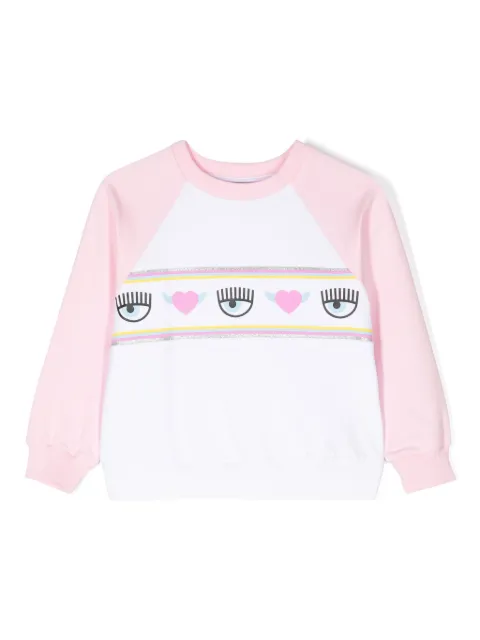 Chiara Ferragni Kids سويت شيرت بطبعة 'آيلايك' وأكمام رغلان
