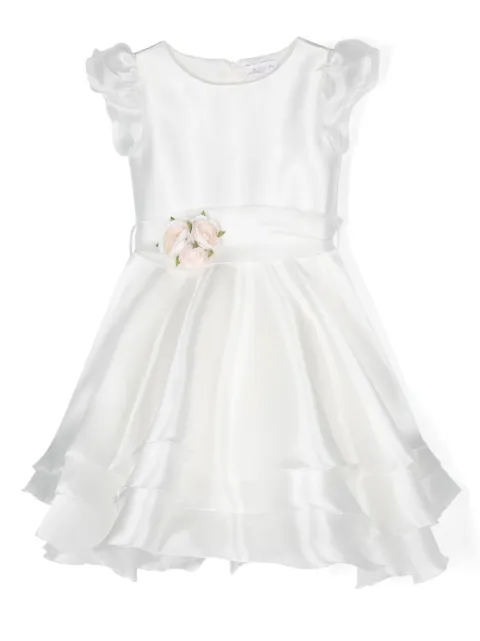 Monnalisa floral-appliqué short-sleeved dress