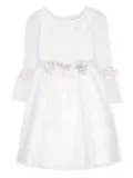 Monnalisa floral-appliqué tulle dress - White