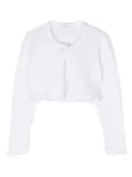 Monnalisa lace-trim cropped cardigan - White