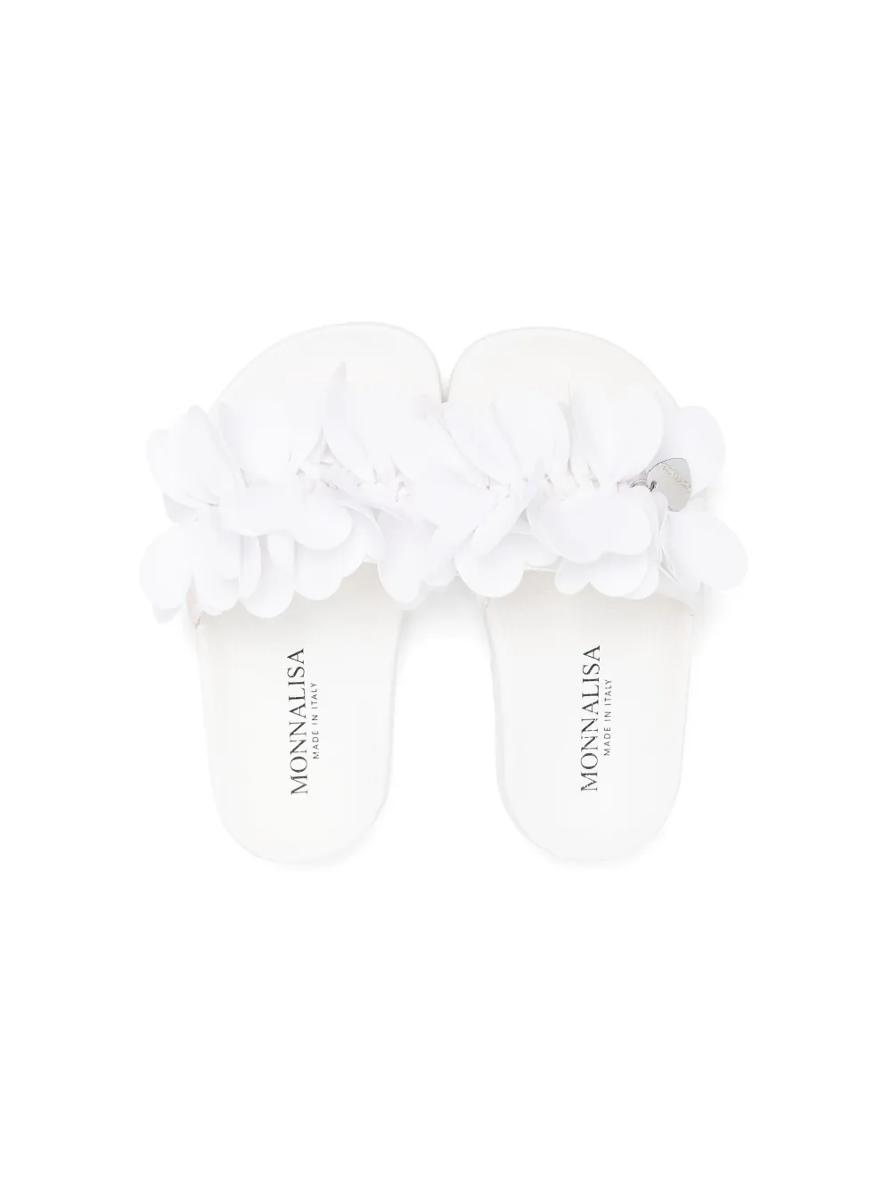 Shop Monnalisa Logo-plaque Open-toe Slides In White