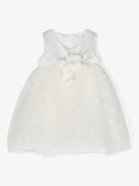 Monnalisa flocked tulle flared dress