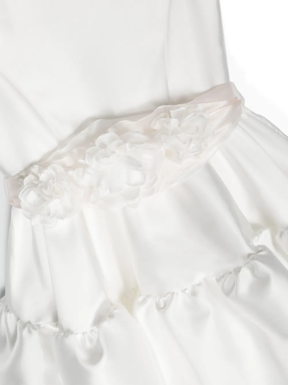 Monnalisa Floral-appliqué Tiered Cotton Dress In White