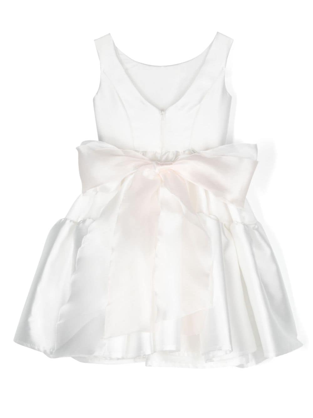 Monnalisa Katoenen gelaagde jurk met bloemapplicatie - Wit
