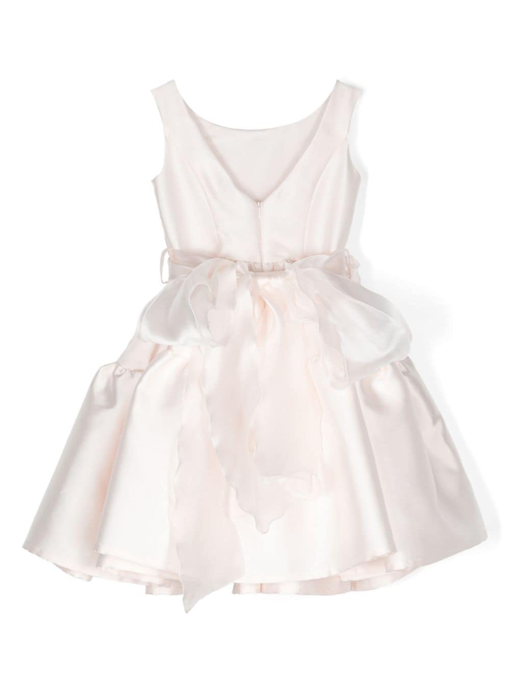 Shop Monnalisa Satin-finish Floral-applique Dress In Pink