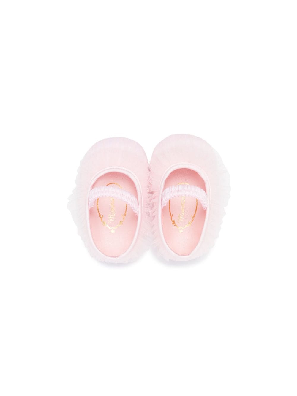 Shop Monnalisa Tulle-trimmed Ballerina Shoes In Pink