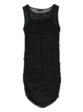 Monnalisa rhinestone-embellished draped sleeveless dress - Black