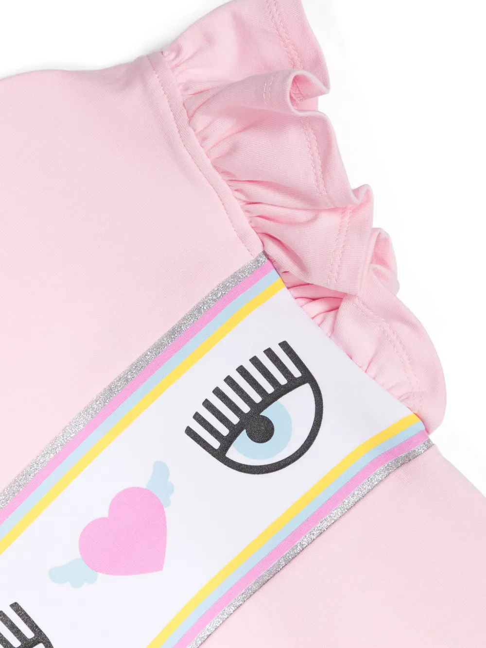 Chiara Ferragni Kids T-shirt met ruches en Eyelike-patroon Roze