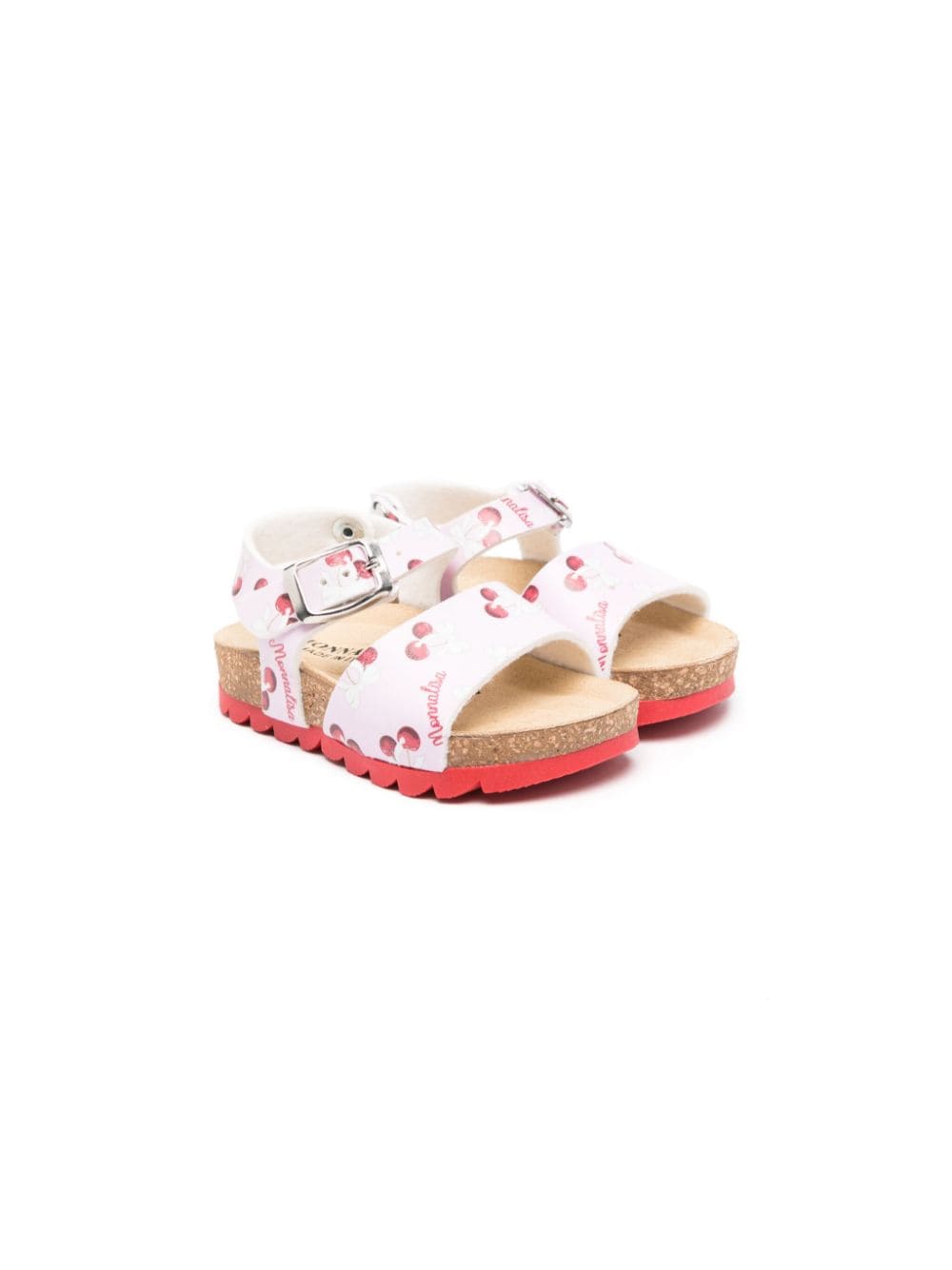 Monnalisa Babies' 露趾皮质凉鞋 In Pink