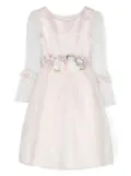 Monnalisa floral-appliqué tulle dress - Pink