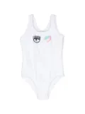 Chiara Ferragni Kids Eyelike-motif open-back swimsuit - White