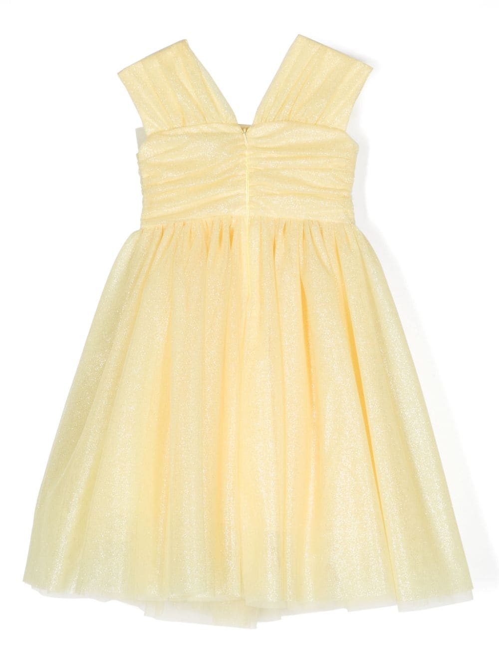 Shop Monnalisa Ruffled Glitter-detail Dress In Yellow