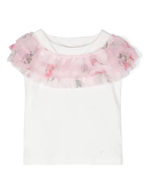 Monnalisa ruffled cotton T-shirt
