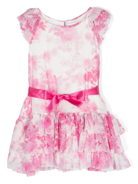 Monnalisa vestido con estampado floral y detalles de volantes