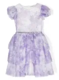 Monnalisa floral-print crystal-embellished dress - White