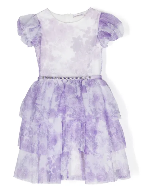 Monnalisa floral-print crystal-embellished dress