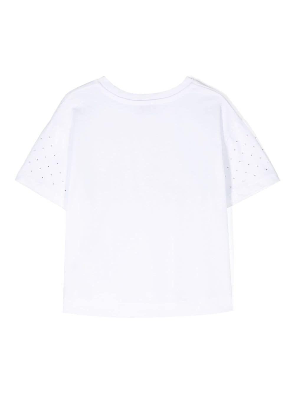 Chiara Ferragni Kids T-shirt verfraaid met bergkristal - Wit