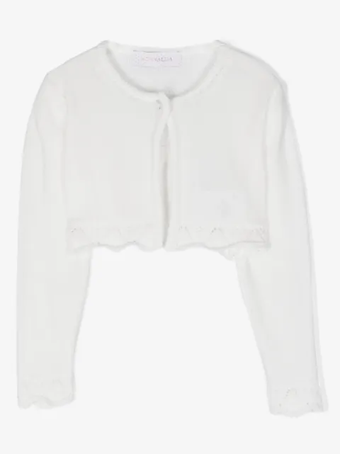 Monnalisa lace-trim cropped cardigan