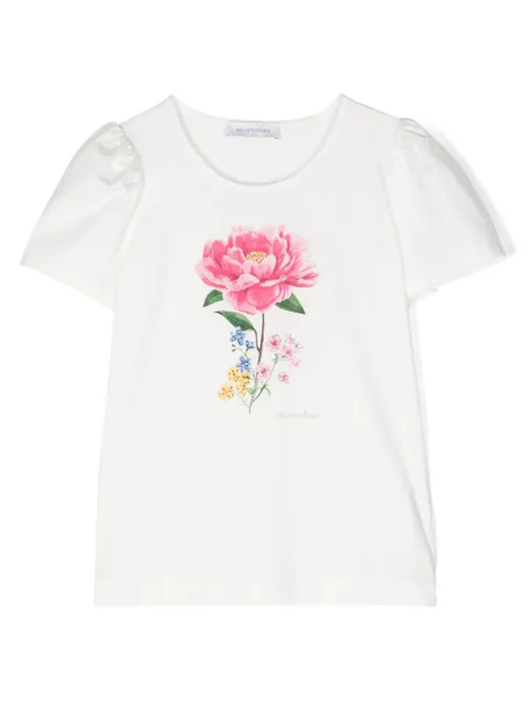 Monnalisa floral-print crew-neck T-shirt