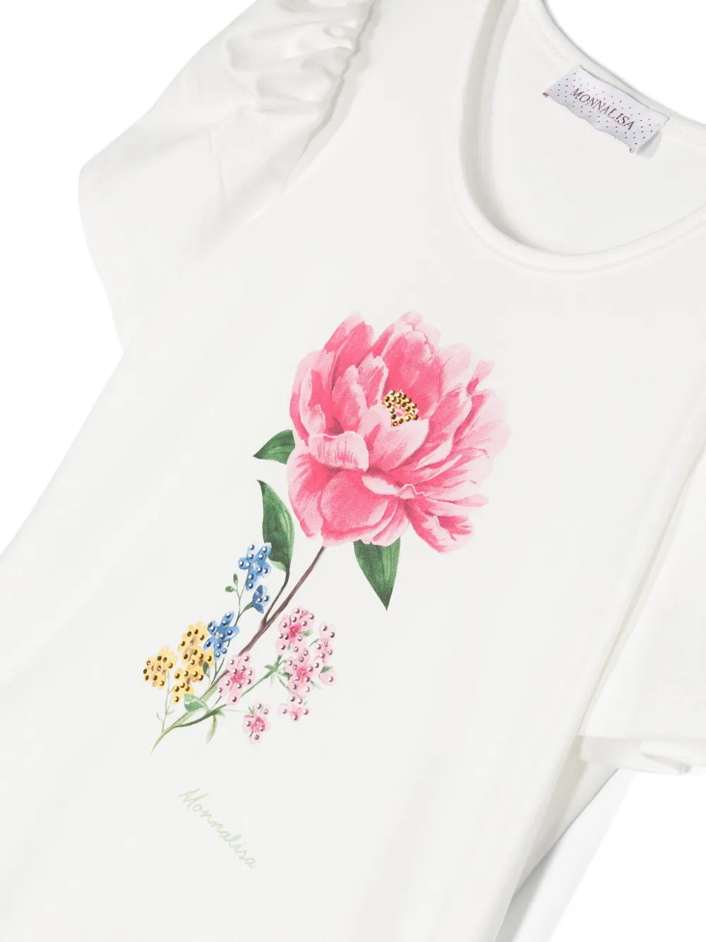Monnalisa T-shirt met bloemenprint Wit