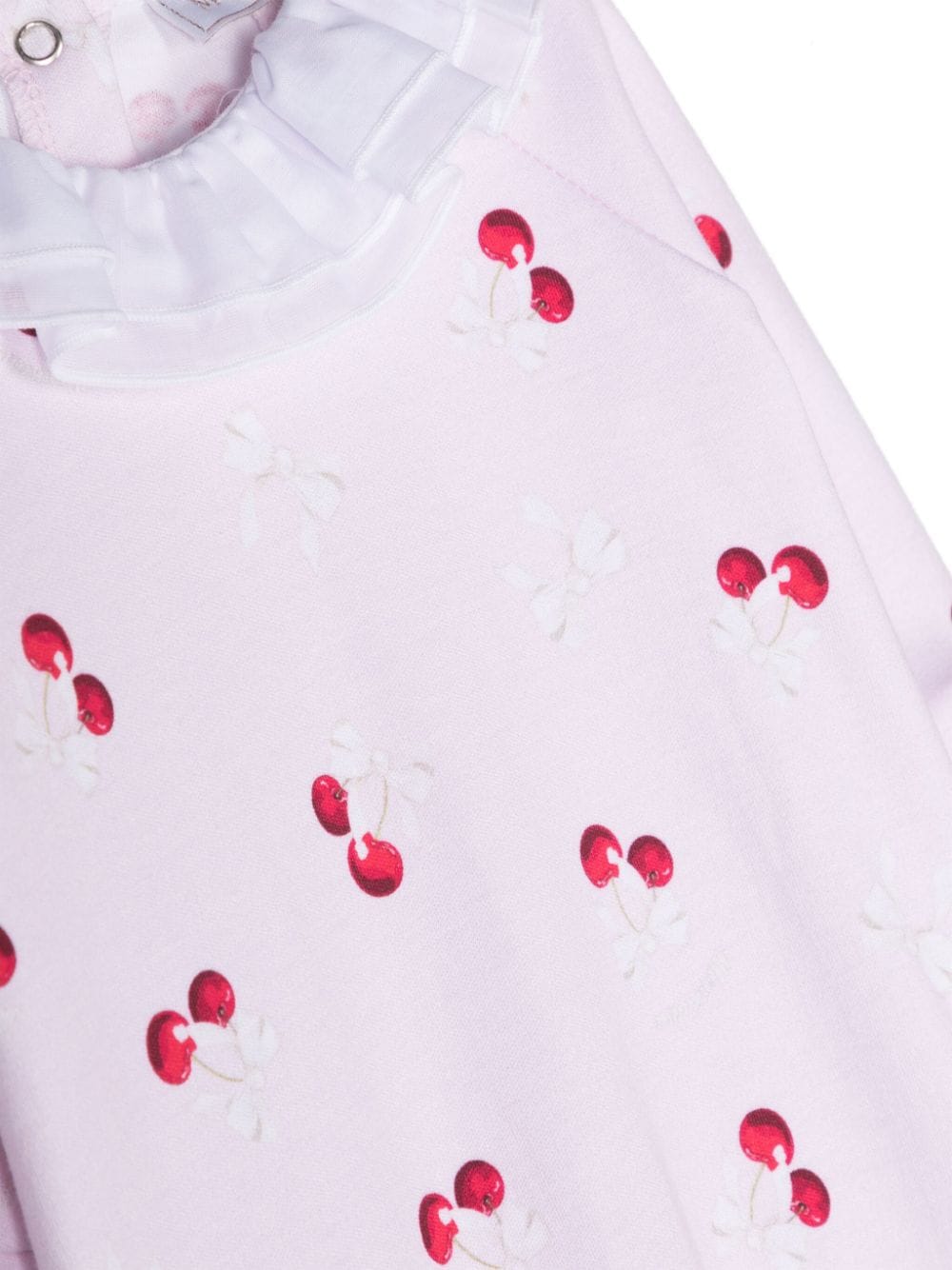 Shop Monnalisa Cherry-print Cotton Babygrow Set In Pink