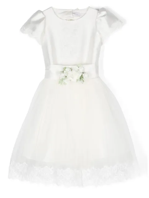 Monnalisa floral-appliqué short-sleeved dress