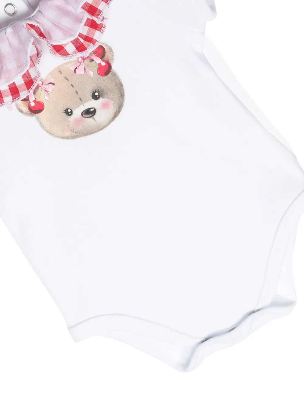 Shop Monnalisa Ruffled Cotton Babygrow Set In White