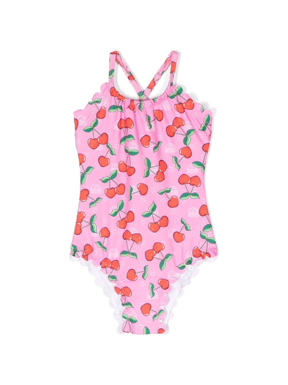 Chiara Ferragni Kids' Cherry-print Swimsuit In Pink