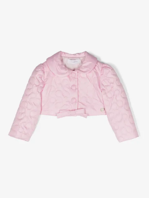 Monnalisa bow-detail quilted bomber jacket