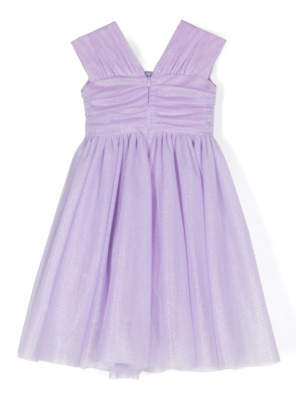 Shop Monnalisa Ruffled Glitter-detail Dress In Purple