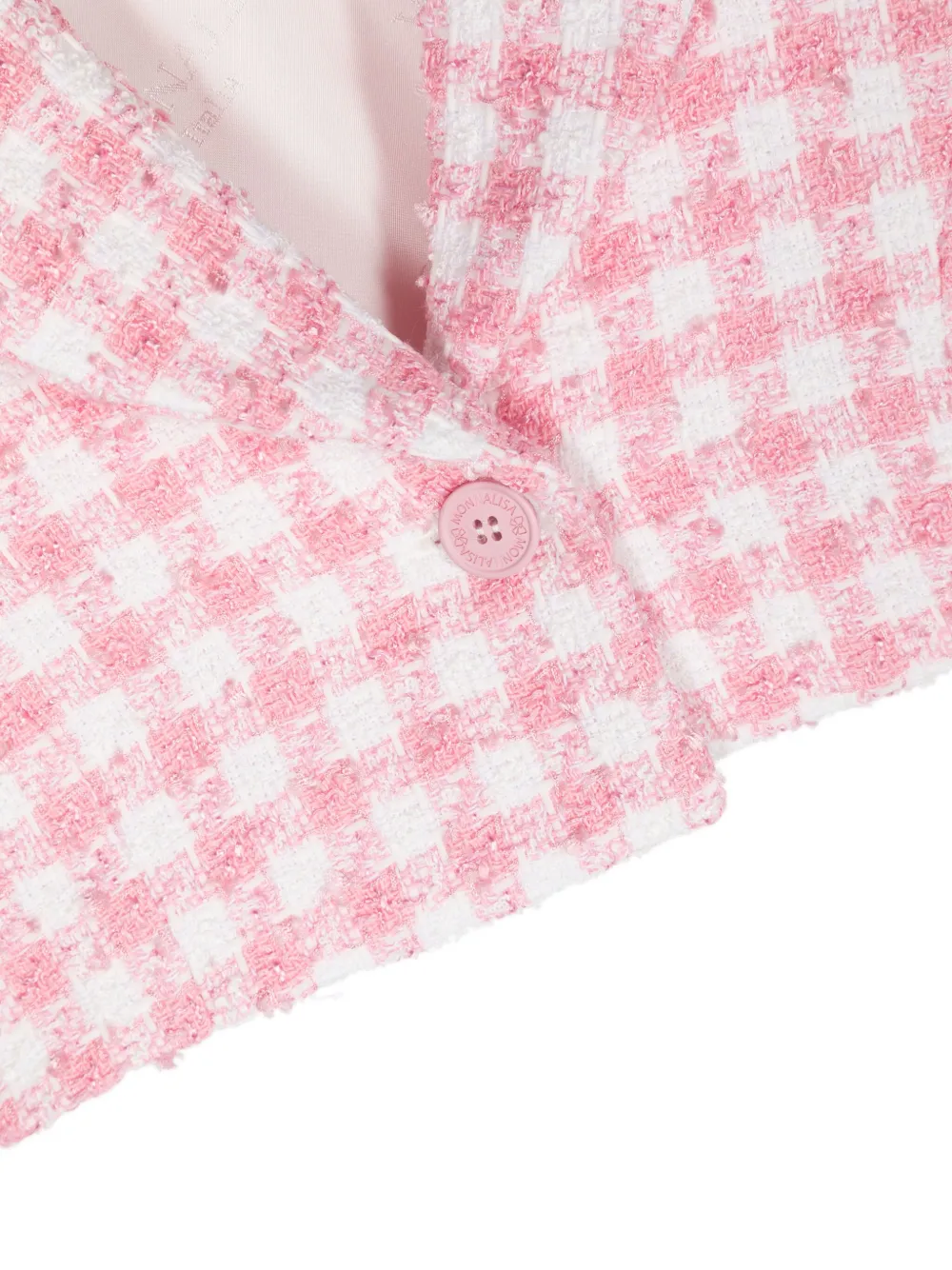 Monnalisa Bouclé cropped blazer met pied-de-poule print Wit