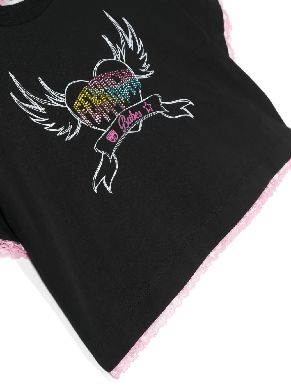 Chiara Ferragni Kids Cropped T-shirt Zwart