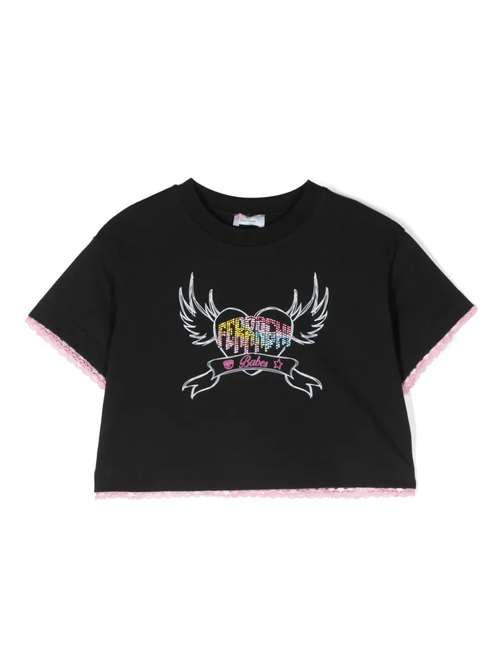 Chiara Ferragni Kids Cropped T-shirt Zwart