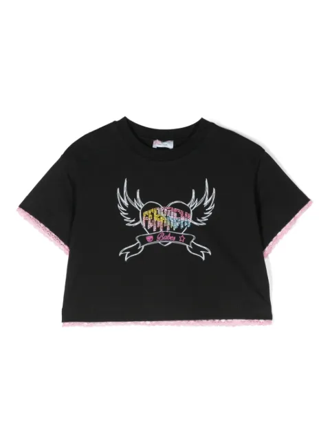 Chiara Ferragni Kids تيشيرت قصير بشعار مزين بحجر الراين