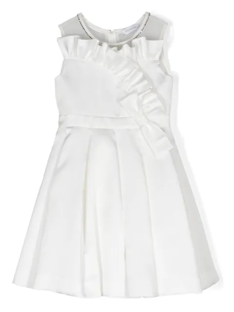 Monnalisa ruffle-trim crystal-embellished dress