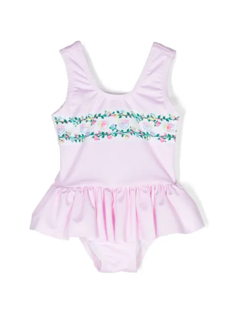 Chiara Ferragni Kids Eyelike-motif ruffled swimsuit
