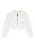 Monnalisa logo-plaque faux-leather jacket - White