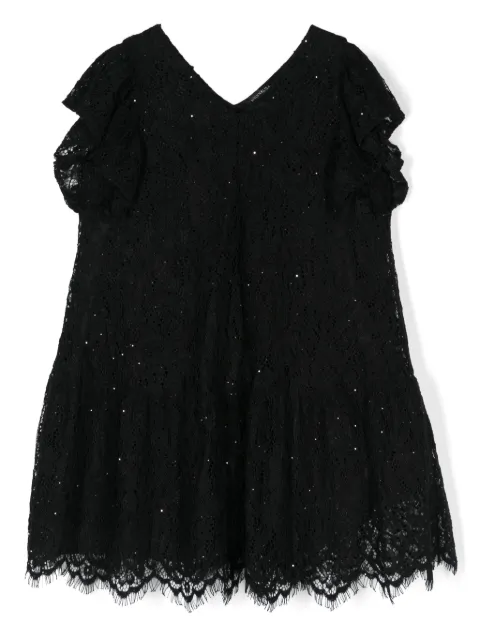 Monnalisa sequin-embellished lace dress