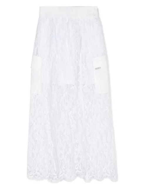 Monnalisa floral-lace cargo skirt