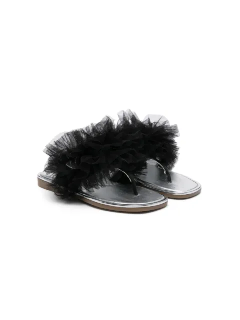 Monnalisa ruffle-detailed flip flops