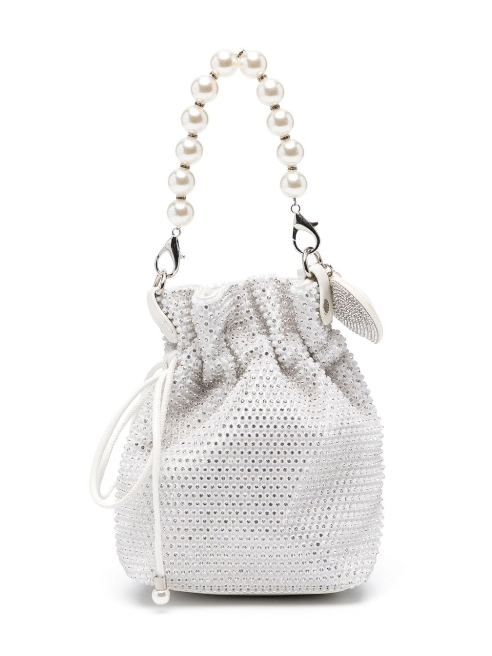 Shop Monnalisa Crystal-embellished Drawstring-fastening Bag In 白色