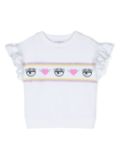 Chiara Ferragni Kids Eyelike-motif stretch-cotton top - White