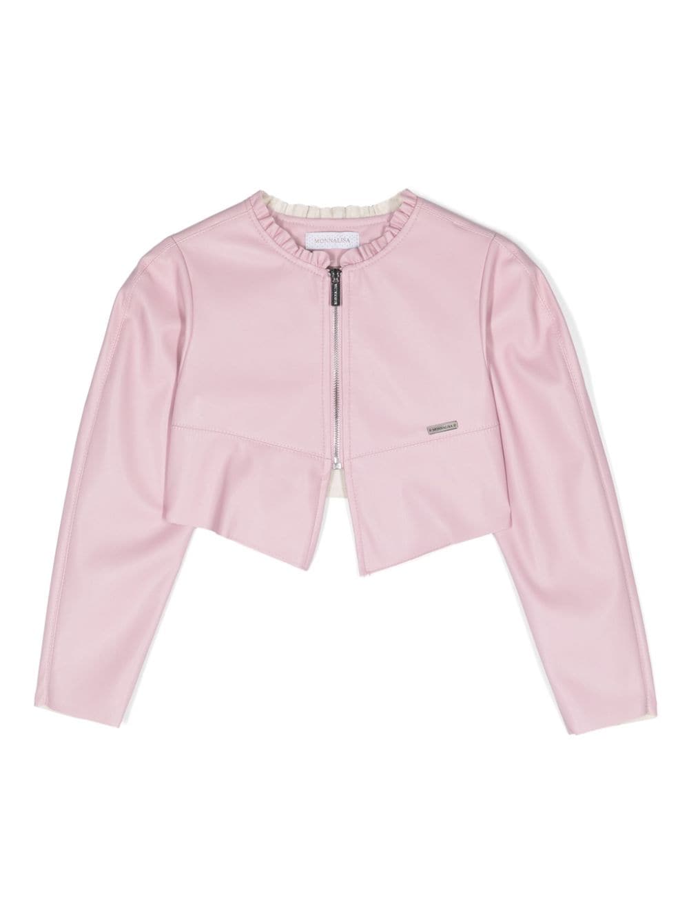 Monnalisa logo-plaque faux-leather jacket - Pink