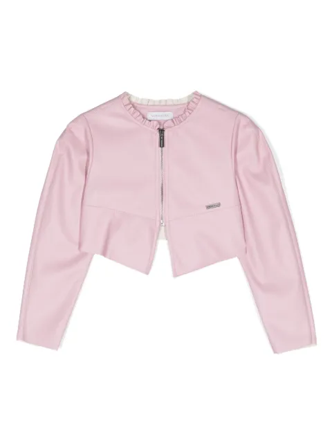 Monnalisa logo-plaque faux-leather jacket