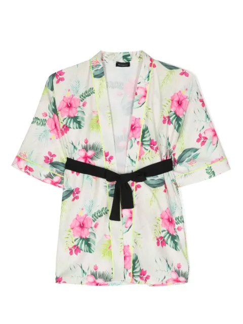 Monnalisa floral-print belted kimono 