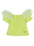 Monnalisa tulle-trim ribbed top - Green