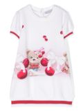 Monnalisa teddy bear-print dress - White