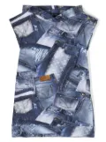 Chiara Ferragni Kids patchwork-print hooded dress - Blue