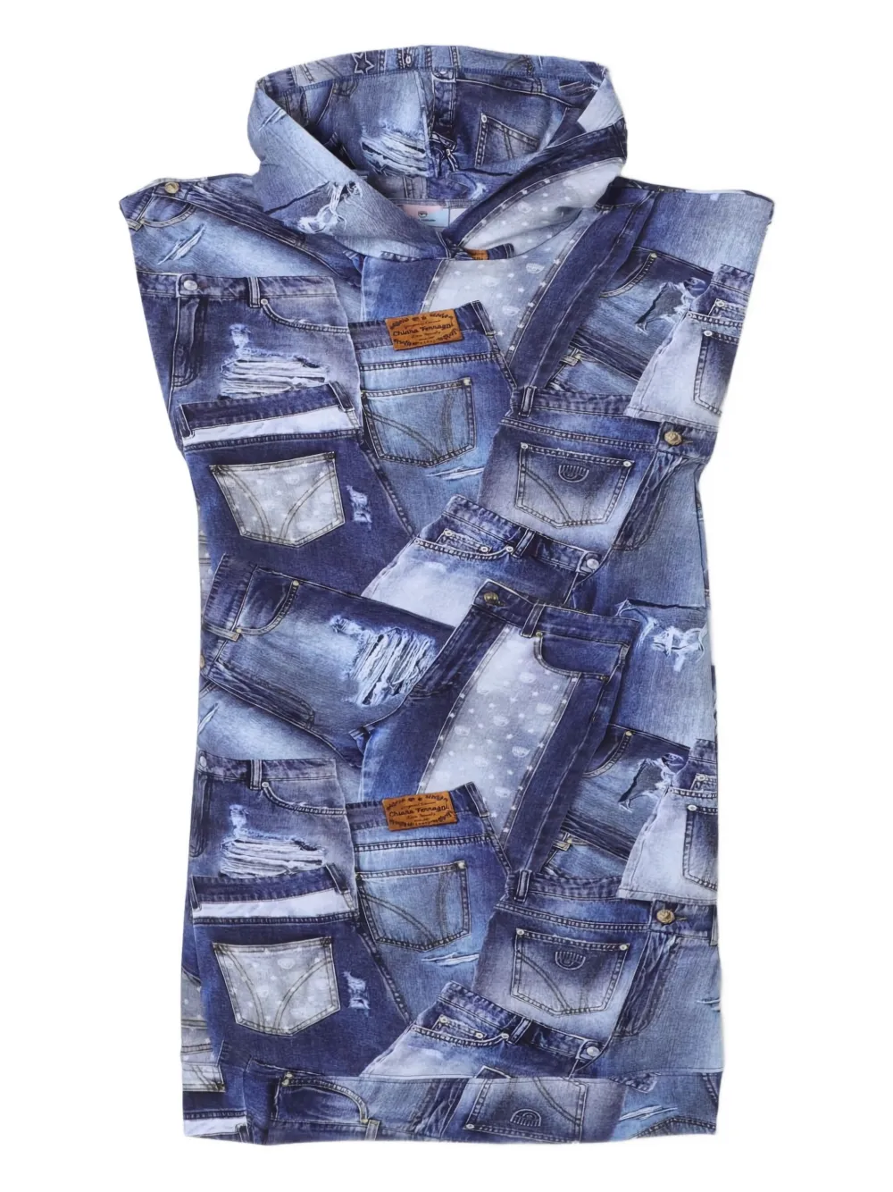 Chiara Ferragni Kids denim-print hooded casual dress | Blue | Image 1