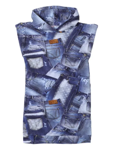Chiara Ferragni Kids denim-print hooded casual dress